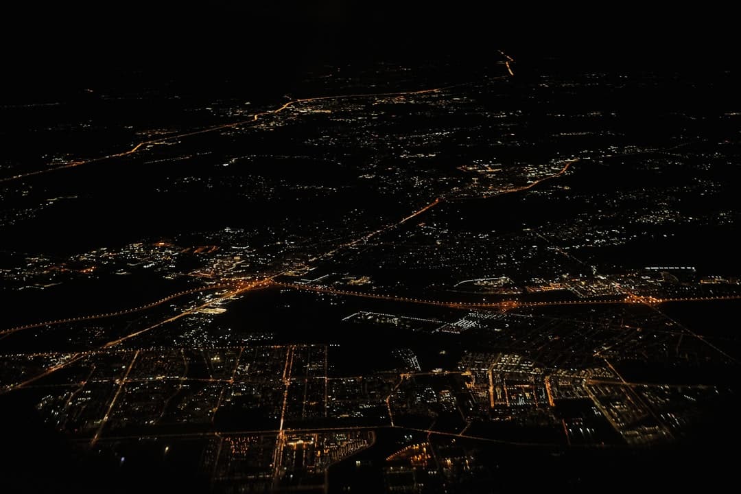 Aerial city lights representing scale